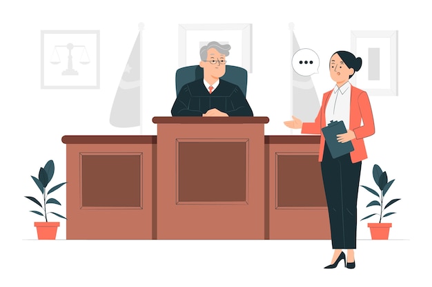 Free Vector lawyer in court  concept illustration