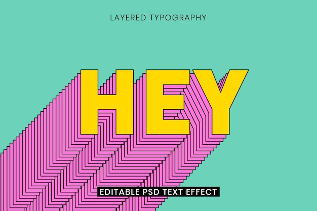 Free vector layered editable text effect template 3d typography