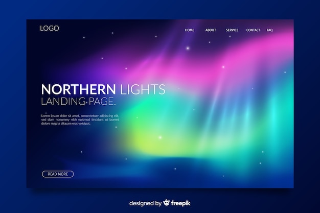 Free Vector layered nothern lights landing page