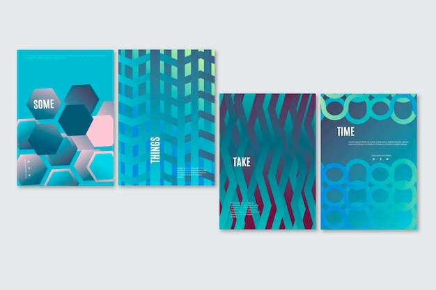 Free vector layers of lines abstract gradient cover collection