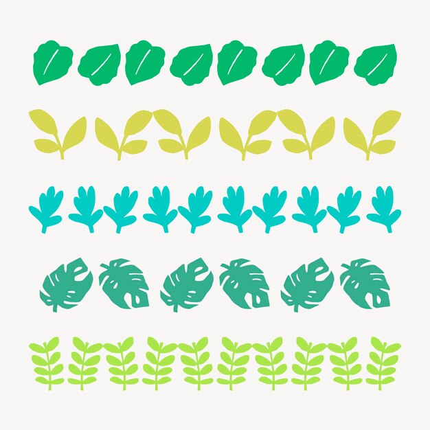 Leaf brush illustrator vector seamless pattern set