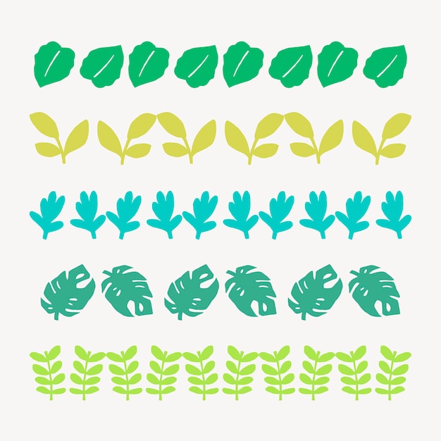 Leaf brush illustrator vector seamless pattern set