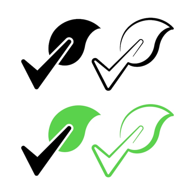 Free Vector leaf check mark black and green