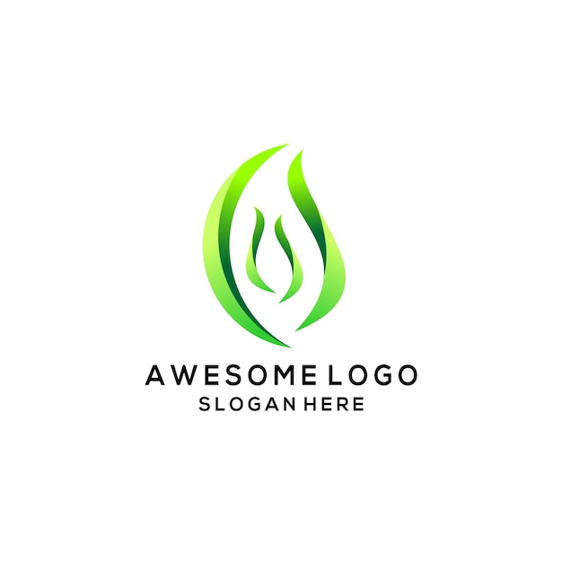 Leaf green logo company gradient design template