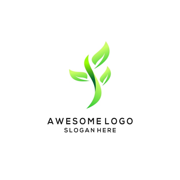 Free Vector leaf green logo company gradient design template