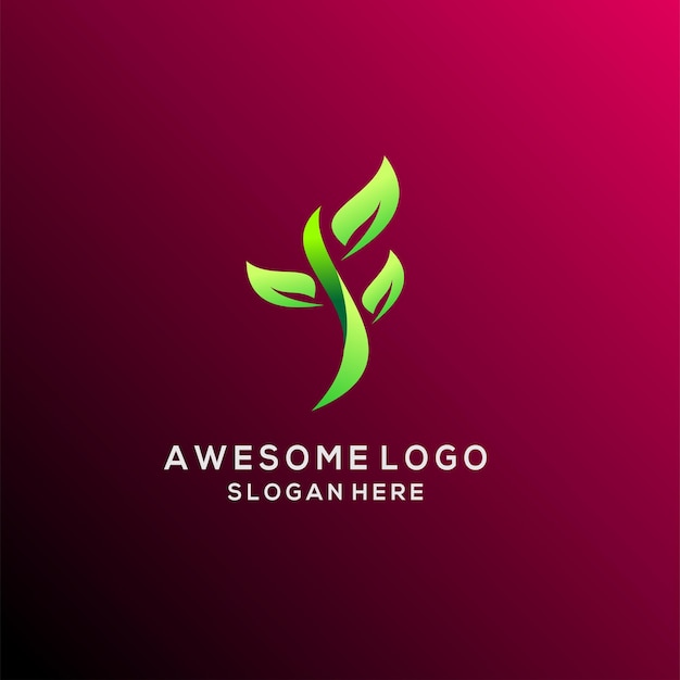 Leaf green logo company gradient design template