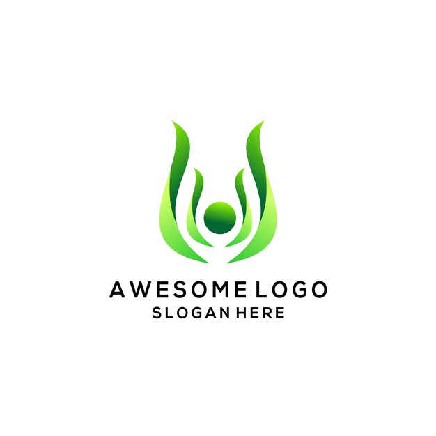 Leaf green logo company gradient design template