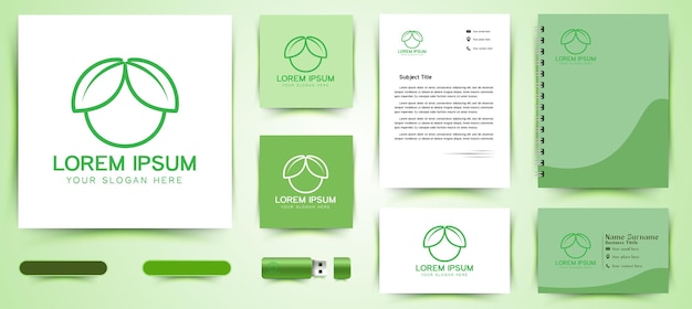 Free vector leaf logo and business branding template design inspiration