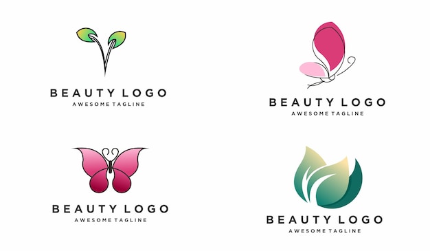 Free Vector leaf logo luxury colorful gradient design