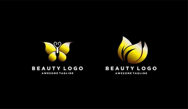 Free Vector leaf logo luxury colorful gradient design