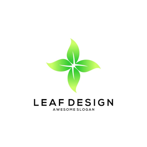 Free Vector leaf logo minimalist gradient style design