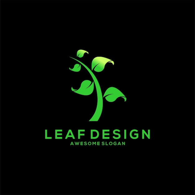 Free Vector leaf logo minimalist gradient style design