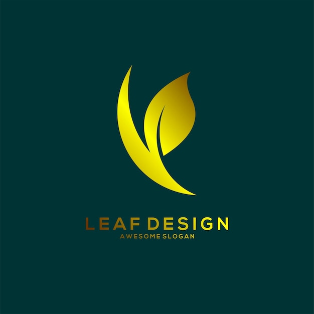 Leaf logo minimalist gradient style design