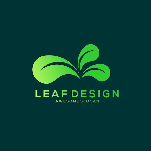 Leaf logo minimalist gradient style design