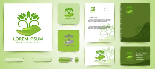 Free Vector leaf tree care logo and business branding template designs inspiration isolated on white background