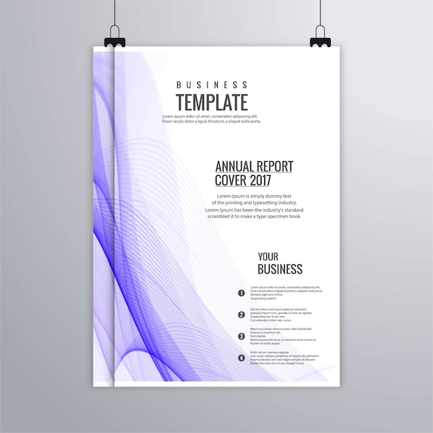 Leaflet with purple wavy abstract shapes