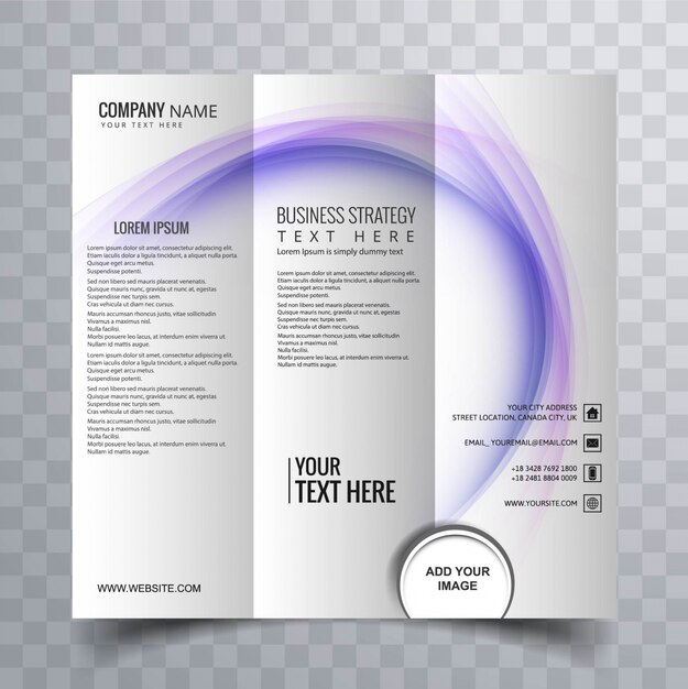 Leaflet with purple wavy shapes