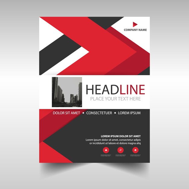 Leaflet with red geometric lines