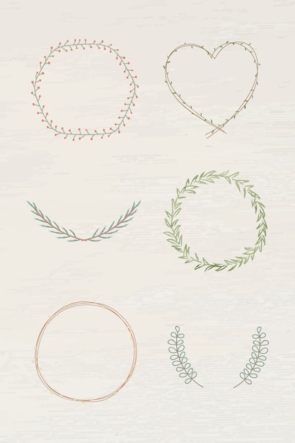 Free Vector leafy frame set on beige background vector