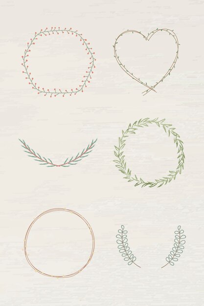 Leafy frame set on beige background vector