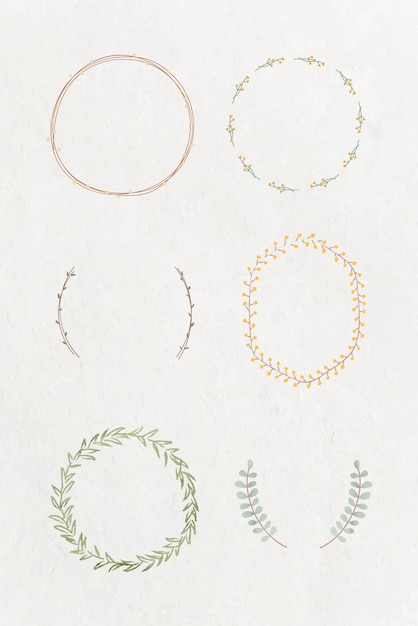 Free Vector leafy frame set on beige background vector