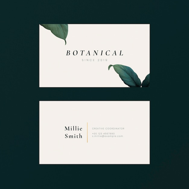 Leafy name card design template vector