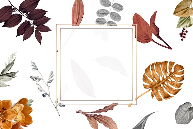 Free Vector leafy square frame design 