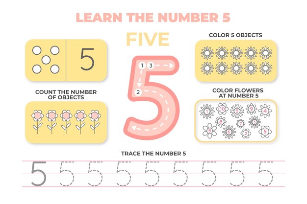 Learn number five worksheet