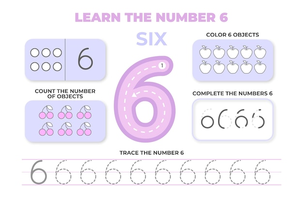 Learn number six worksheet