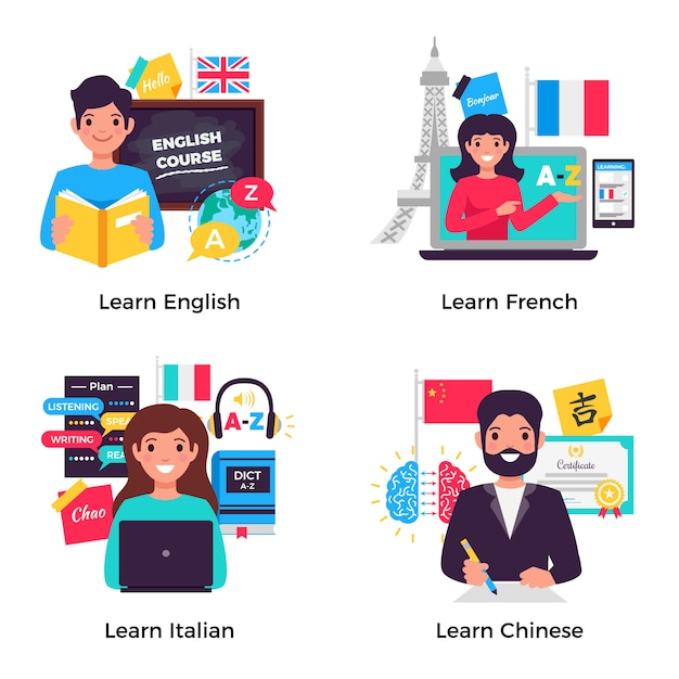 Learning languages banner collection