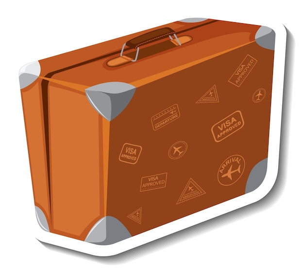 Free vector leather suitcase cartoon sticker