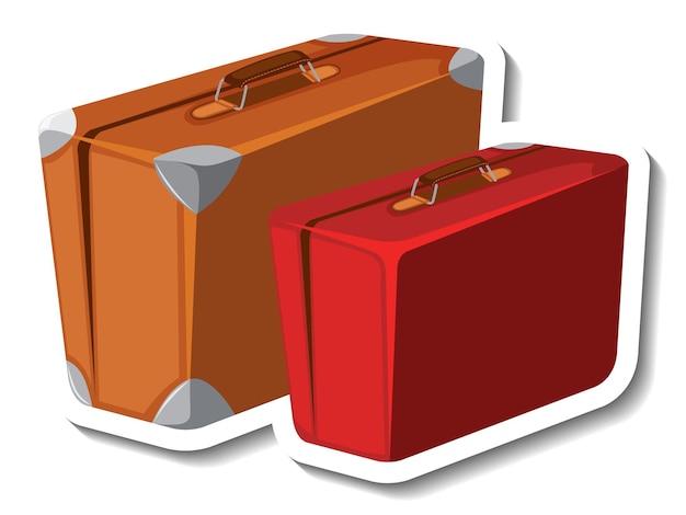 Free vector leather suitcases cartoon sticker