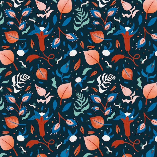 Leaves and flowers pattern