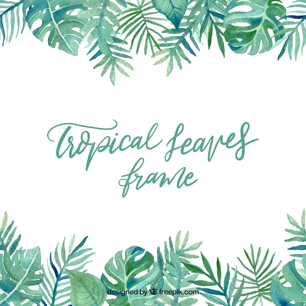 Leaves frame with tropical plants