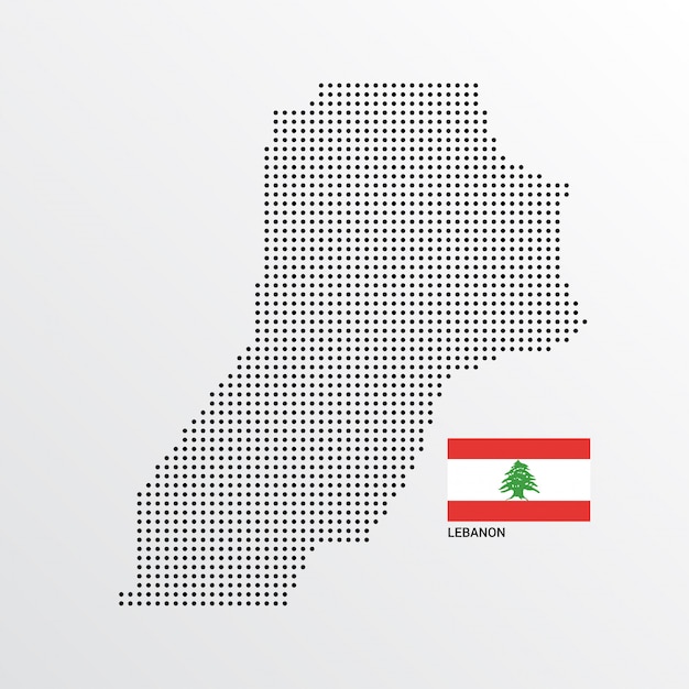 Lebanon Map design with flag and light background vector 