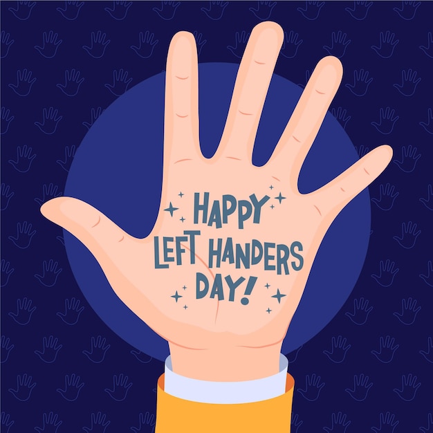 Free Vector left handers day with message on palm