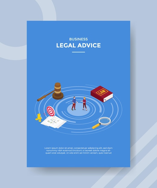 Free Vector legal advice concept for template flyer for printing with isometric style