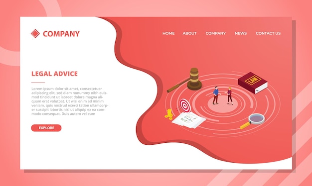 Free Vector legal advice concept for website template or landing homepage design with isometric style