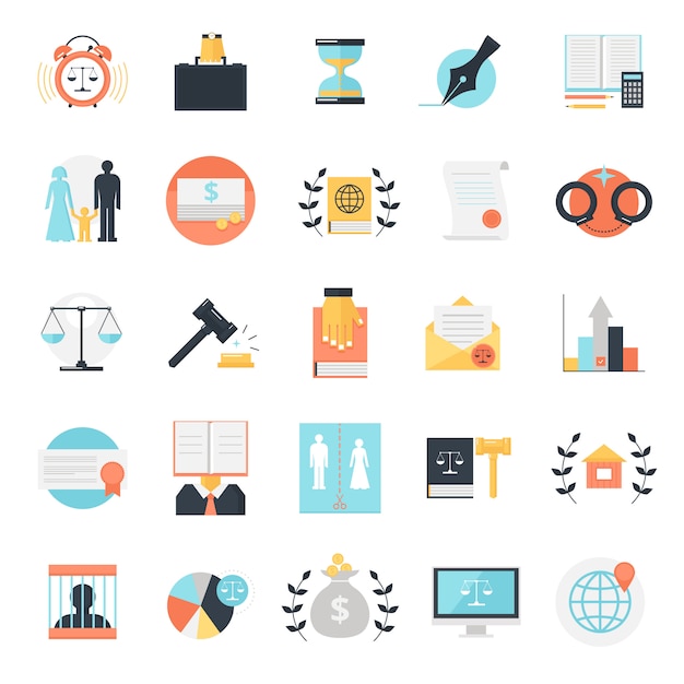 Free Vector legal profession icons collection