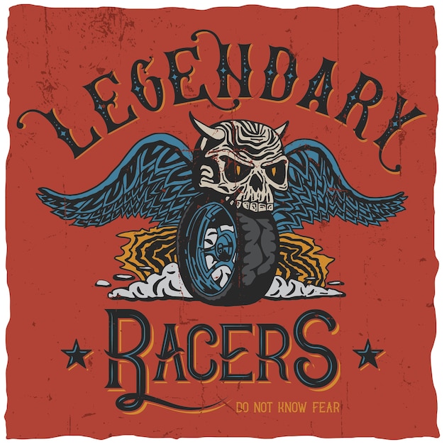 Free Vector legendary racers poster with words do not know fear