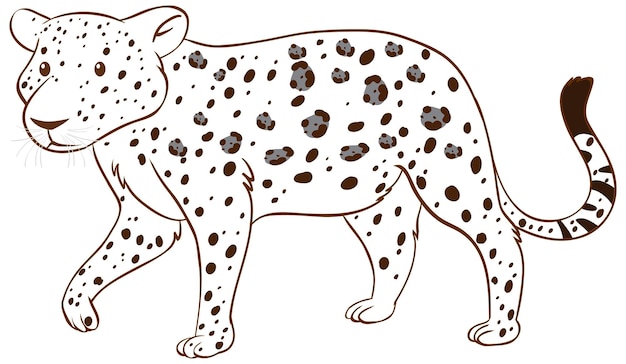 Leopard in doodle simple style on white background