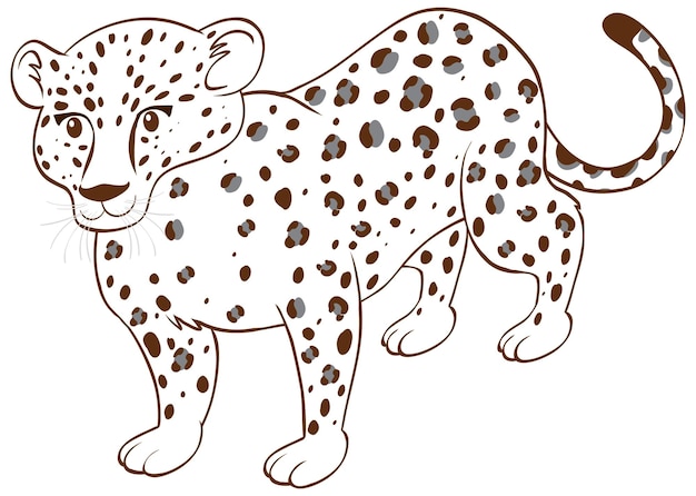 Leopard in doodle simple style on white background