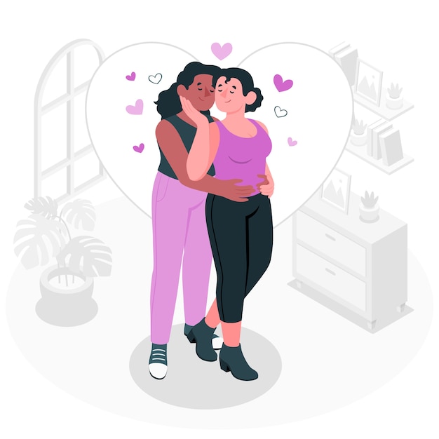 Free Vector lesbian couple concept illustration