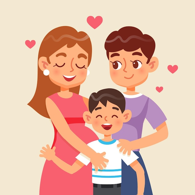 Lesbian couple with a child illustrated