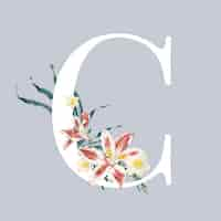 Free vector letter c with blossoms