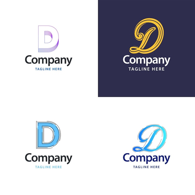 Free vector letter d big logo pack design creative modern logos design for your business vector brand name illustration