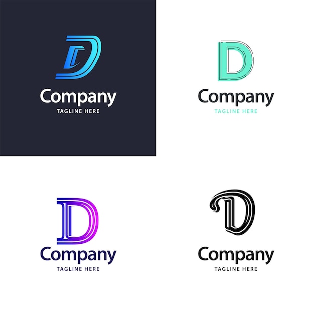 Free Vector letter d big logo pack design creative modern logos design for your business vector brand name illustration