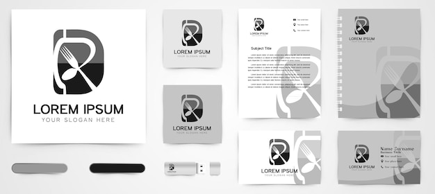 Letter D R, Spoon and fork, Restaurant Logo and business card branding template Designs Inspiration Isolated on White Background