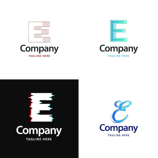 Free vector letter e big logo pack design creative modern logos design for your business vector brand name illustration