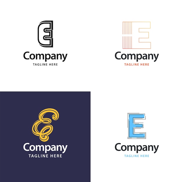 Free vector letter e big logo pack design creative modern logos design for your business